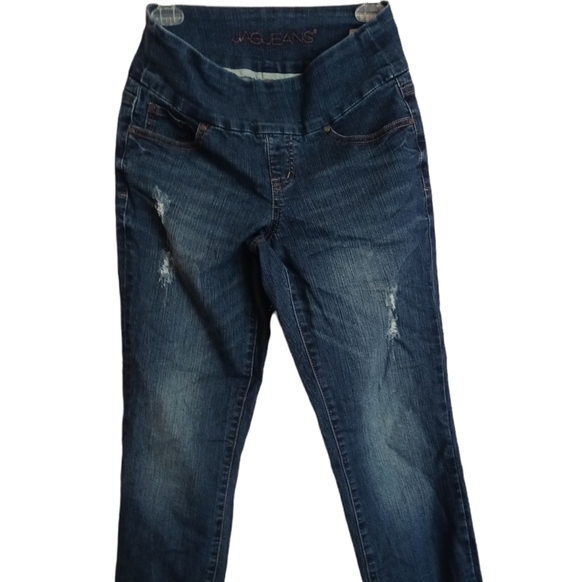 JagJeans High Rise Straight Leg DISTRESSED Pull On Jeans - Picture 6 of 8